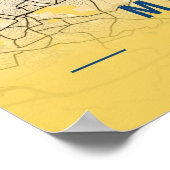 Poster Manchester - Royaume-Uni Carte de la ville jaune (Coin)