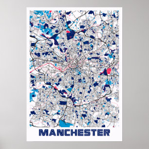 Poster Manchester - Royaume-Uni MilkTea City Carte