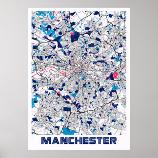 Poster Manchester - Royaume-Uni MilkTea City Carte