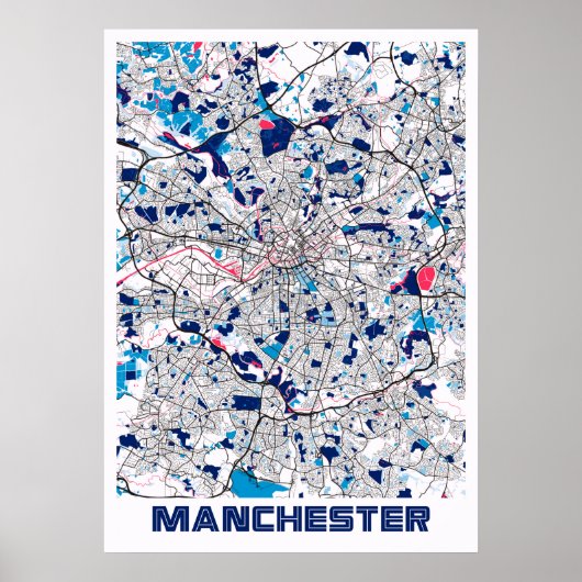Poster Manchester - Royaume-Uni MilkTea City Carte (Devant)