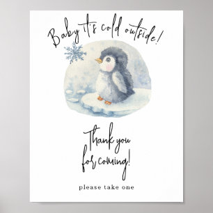 Poster Manchot aquarelle - Merci d'être venu