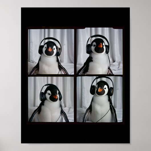 Poster Manchot avec casque autisme sensoriel zoo manchot (Devant)