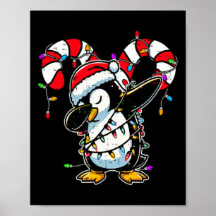 Poster Manchot Dab Noël Bonbon Canne Hiver Tout-petit Fu