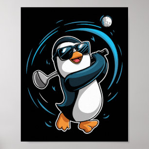 Poster Manchot Jouant au Golf Sport Animal Mignon Manchot