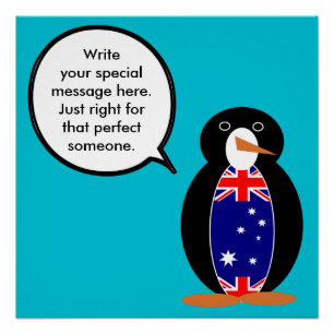 Poster Manchot parlant australien personnalisé