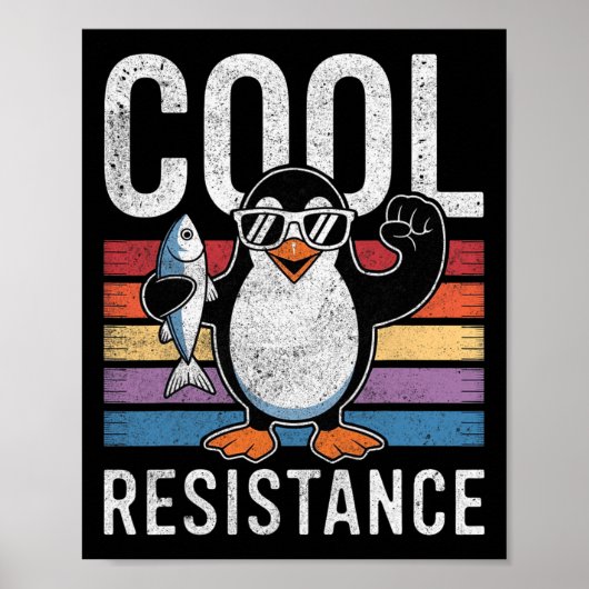 Poster Manchot résistant cool subtil proteste contre les (Devant)