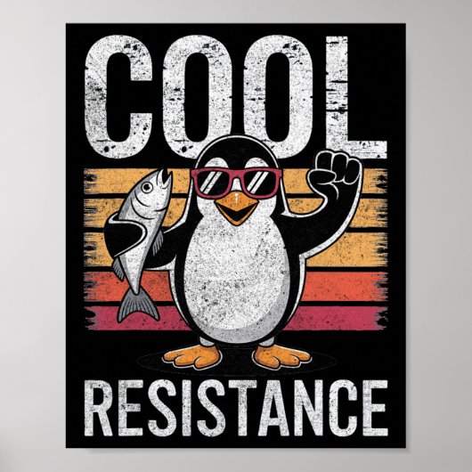 Poster Manchot résistant cool subtil proteste contre les  (Devant)