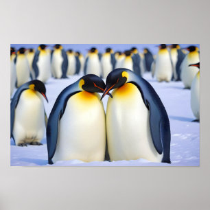 Poster Manchots Empereurs Animaux Nature Faune Affection
