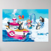 Poster manchots en Antarctique (Devant)