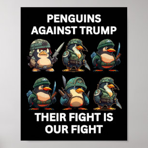 Poster Manchots en colère contre Trump Leur combat est le