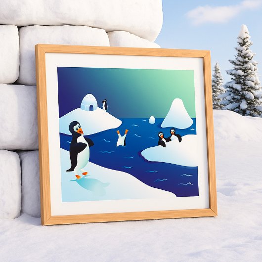 Poster Manchots Et Glace
