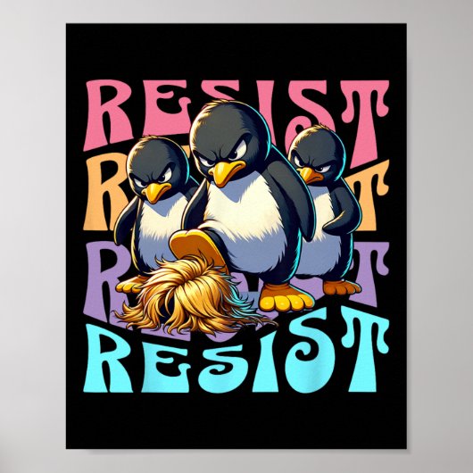 Poster Manchots Rétro de la Résistance de Protestation Co (Devant)