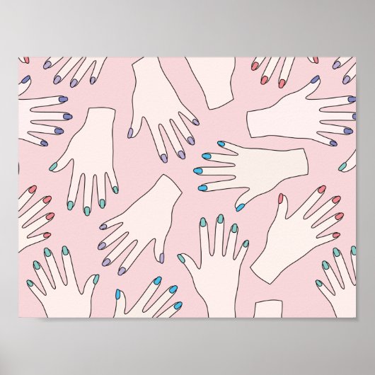 Poster Mancured Hands Nail Studio Pink Pastel (Devant)