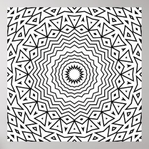 Poster Mandala à anneau en zigzag avec détail de motif tr