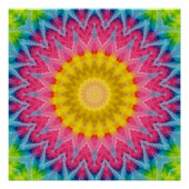 Poster Mandala à Cravate arc-en-ciel avec symétrie vibran (Devant)