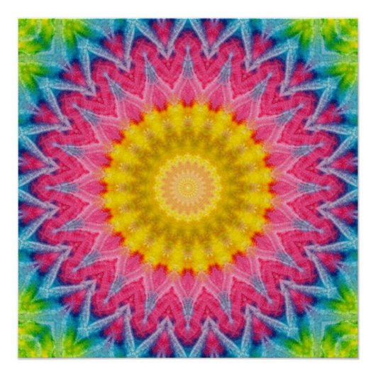 Poster Mandala à Cravate arc-en-ciel avec symétrie vibran (Devant)