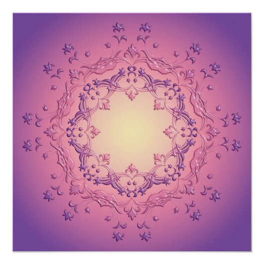 Poster Mandala à gradient floral ethnique (Devant)