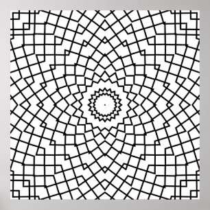 Poster Mandala à Grille Entrelacée avec Art à Flux Angula