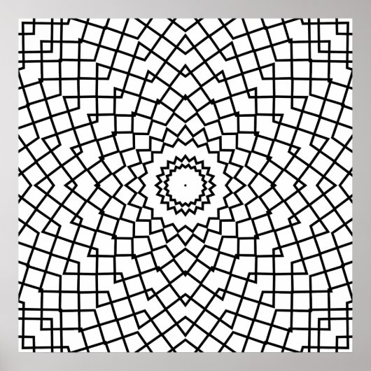 Poster Mandala à Grille Entrelacée avec Art à Flux Angula (Devant)