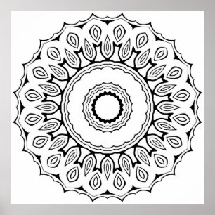 Poster Mandala à halo orné avec motif artistique à flux s