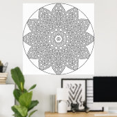 Poster Mandala à huit points avec motif de nœud complexe (Bureau à domicile)