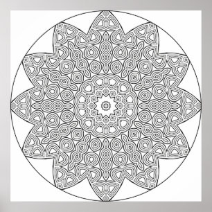 Poster Mandala à huit points avec motif de nœud complexe