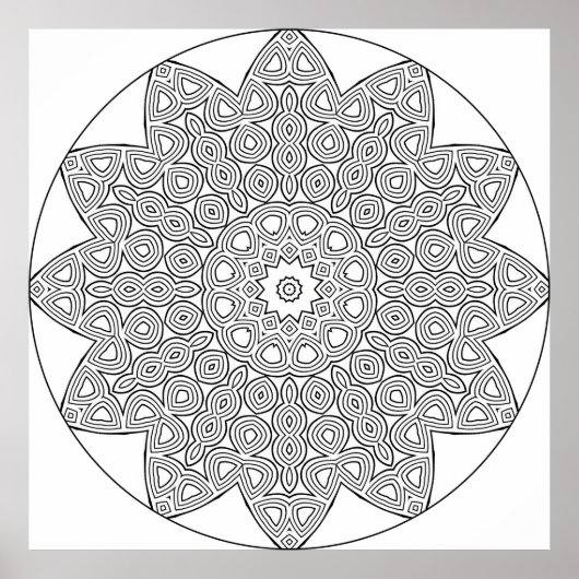 Poster Mandala à huit points avec motif de nœud complexe (Devant)