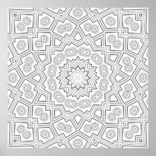 Poster Mandala à motif en étoile angulaire en éclats de c