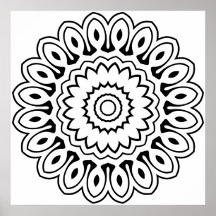 Poster Mandala à pétals superposés en explosion avec des