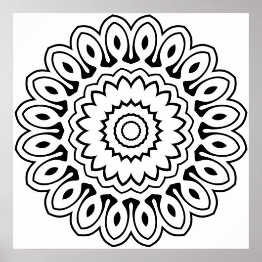Poster Mandala à pétals superposés en explosion avec des (Devant)
