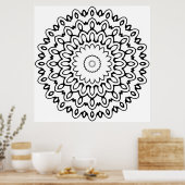 Poster Mandala à vague de pétale gras avec art de boucles (Cuisine)