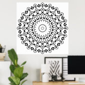 Poster Mandala à vague de pétale gras avec art de boucles (Bureau à domicile)