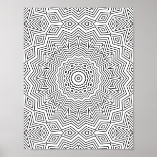 Poster Mandala à vagues Chevron superposées avec accents