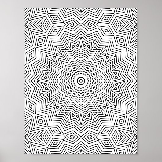 Poster Mandala à vagues Chevron superposées avec accents  (Devant)