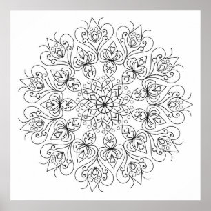 Poster Mandala Adult Coloration Doodle Couleur Cette