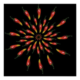 Poster Mandala art aux piments colorés