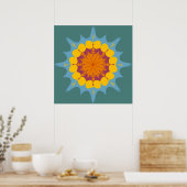 Poster Mandala artistique en jaune, violet, bleu (Cuisine)