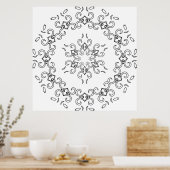 Poster Mandala au feuillage fleuri avec arabesques élégan (Cuisine)