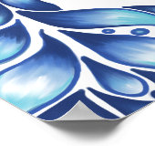 Poster Mandala aux fleurs et aux feuilles en blues (Coin)