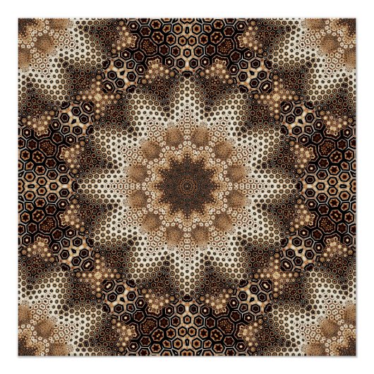 Poster Mandala avec Éléments Hexagonaux (Devant)