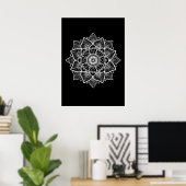 Poster Mandala blanc en noir (Bureau à domicile)