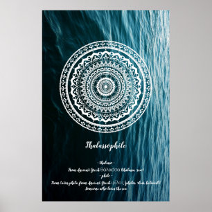 Poster Mandala Blanc Laissez la mer vous libérer