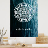 Poster Mandala Blanc Laissez la mer vous libérer (Cuisine)