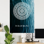 Poster Mandala Blanc Laissez la mer vous libérer (Bureau à domicile)