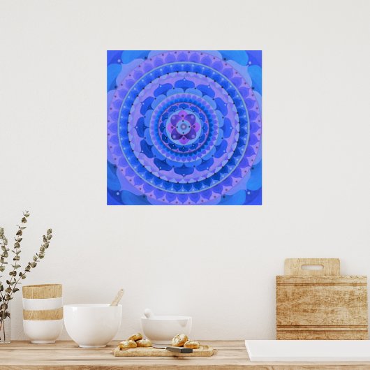 Poster Mandala bleu (Cuisine)
