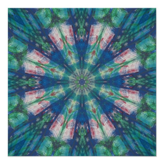 Poster Mandala bleu/vert (Devant)