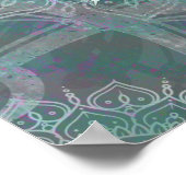 Poster Mandala bohème chic à paillettes iridescentes (Coin)