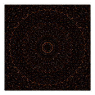 Poster Mandala Brun Chocolat avec Symétrie Intriquée