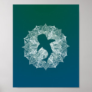 Poster Mandala Circle Turquoise Whale Shark