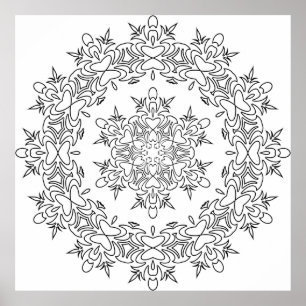 Poster Mandala Cœur de Papillon aux Floraisons Ondoyantes